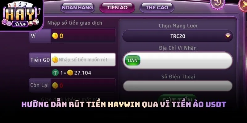 Phương thức rút tiền USDT bảo mật qua mạng lưới TRC20